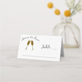 Liebe Champagnerbrille Hochzeitsempfang Platzkarte (Vorderseite)