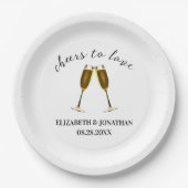 Liebe Champagnerbrille Pappteller (Vorderseite)