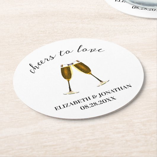 Liebe Champagnerbrille Runder Pappuntersetzer (Angewinkelt)