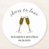 Liebe Champagnerbrille Runder Pappuntersetzer (Vorderseite)