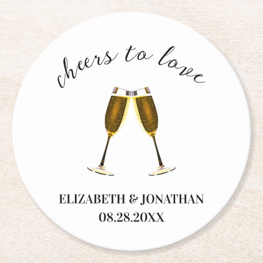 Liebe Champagnerbrille Runder Pappuntersetzer (Vorderseite)