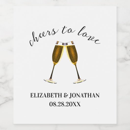 Liebe Champagnerbrille Weinetikett (Einzelnes Label)