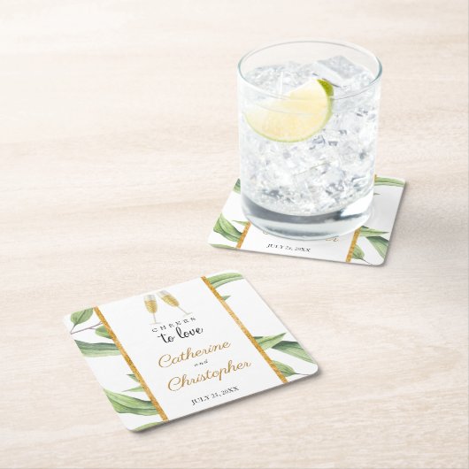 Liebe Champagnergrün Rechteckiger Pappuntersetzer (Vor Ort)