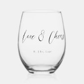 Liebe & Cheers Typografie Geschenkbrille Weinglas Ohne Stiel (Vorderseite)
