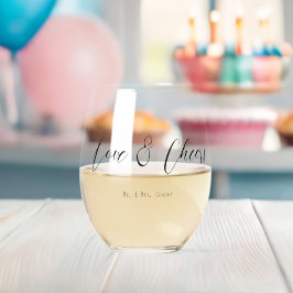 Liebe & Cheers Typografie Geschenkbrille Weinglas Ohne Stiel