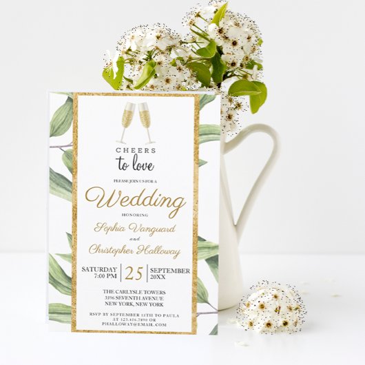 Liebe Chic Champagne Botanische Hochzeit Einladung