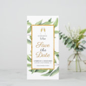Liebe Chic Champagne Botanische Hochzeit Save The Date (Stehend Vorderseite)