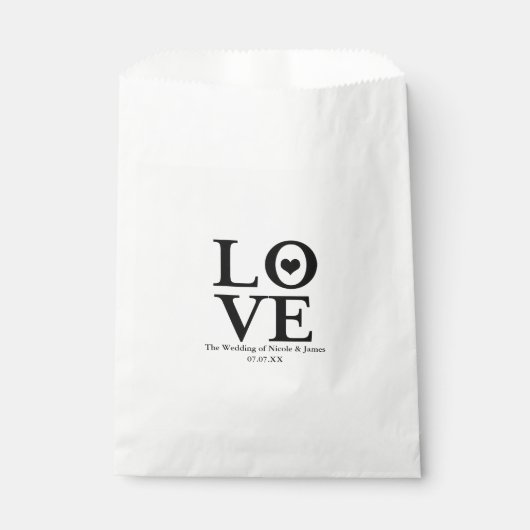Liebe Chic Modern Wedding Black & White Gefallen Geschenktütchen (Vorderseite)