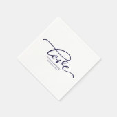 Liebe - Chic Navy Blue Script Hochzeit Minimalisti Serviette (Ecke)