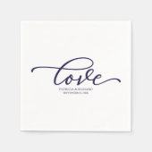 Liebe - Chic Navyblaue Schrift Hochzeit Minimalist Serviette (Vorderseite)