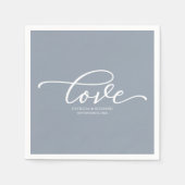 Liebe - Chic Script Dusty Blue Wedding Serviette (Vorderseite)