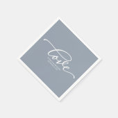 Liebe - Chic Script Dusty Blue Wedding Serviette (Ecke)
