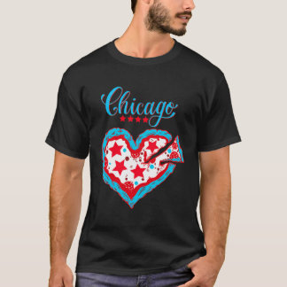 Liebe Chicago Pizza Heart Chicago Flag Geschenk T-Shirt