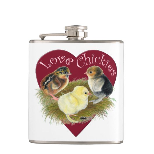 Liebe Chickies Flachmann (Vorderseite)