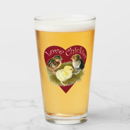 Liebe Chickies Glas (Vorne (Gefüllt))