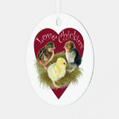 Liebe Chickies Ornament Aus Metall (Vorderseite links)