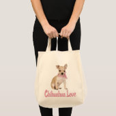 Liebe Chihuahua Welpen Hund Leinwand Tote Bag Tragetasche (Vorderseite (Produkt))