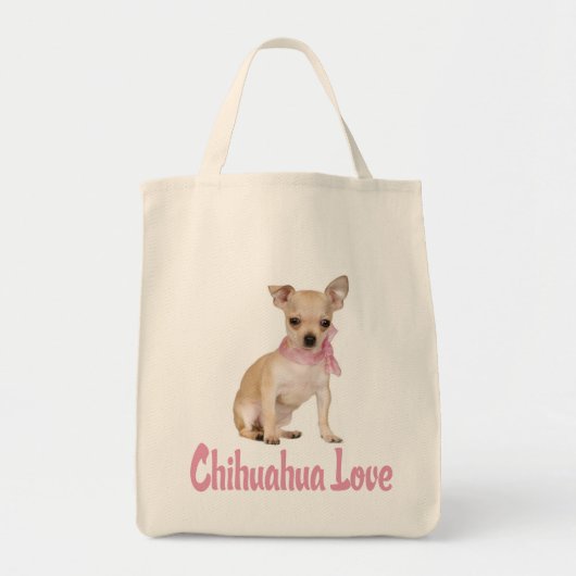 Liebe Chihuahua Welpen Hund Leinwand Tote Bag Tragetasche (Vorne)
