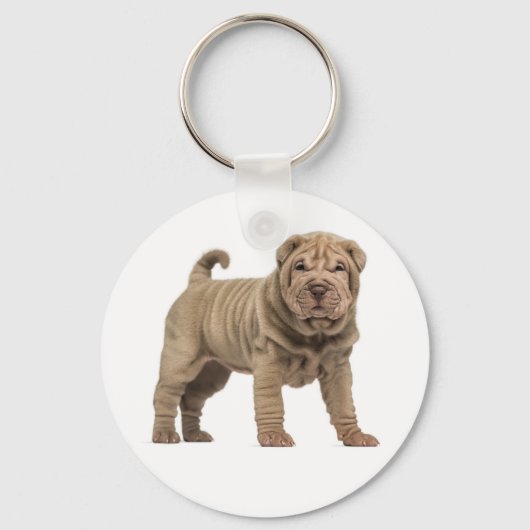 Liebe Chinese Shar Pei Puppy Dog Schlüsselanhänger (Vorderseite)