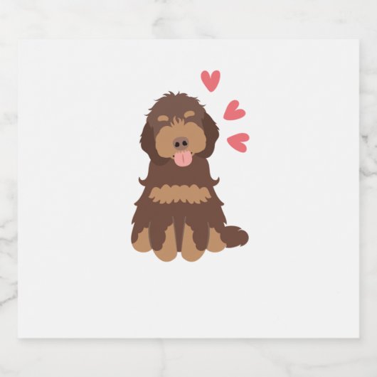 Liebe Chocolate Phantom Cockapoo Cavapoo Dog Schaumweinetikett (Einzelnes Label)