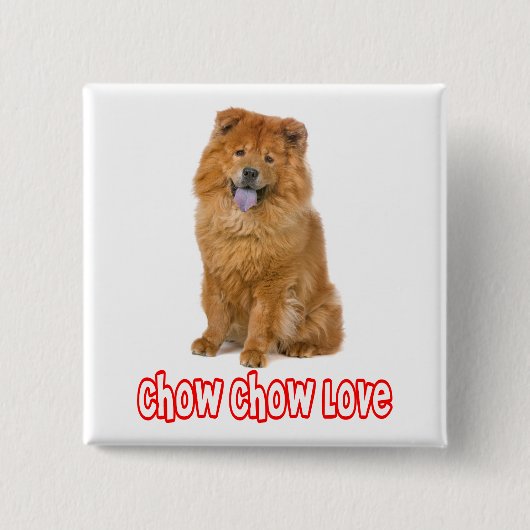 Liebe Chow Chow Welpen-Hund Knopf Pin Button (Vorderseite)