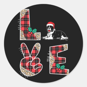 Liebe Christmas Red Weihnachtsmannmütze Bulldog Xm Runder Aufkleber