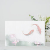 Liebe Circles Lotus Koi Orient Harmonie Personalis Briefpapier (Stehend Vorderseite)