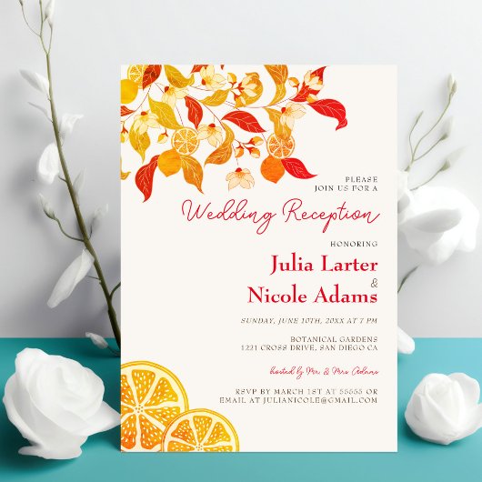 Liebe Citrus Foliage Hochzeitsempfehlung für frisc Einladung