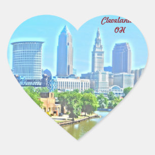 Liebe Cleveland OH- (Fluss-Ansicht) Herz-Aufkleber