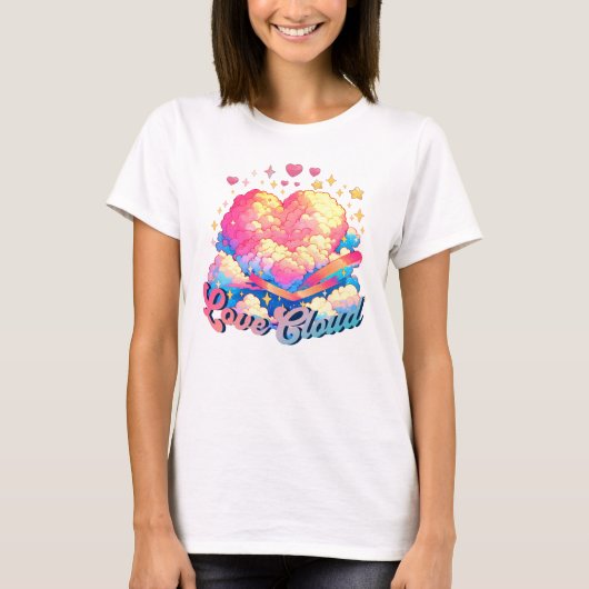 Liebe Cloud - Whimsical Heart and Cloud Design T-Shirt (Vorderseite)