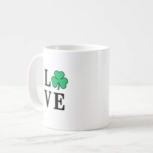 LIEBE Clover Kleeblatt Ireland St Patrick Textbasi Kaffeetasse (Vorderseite Links)