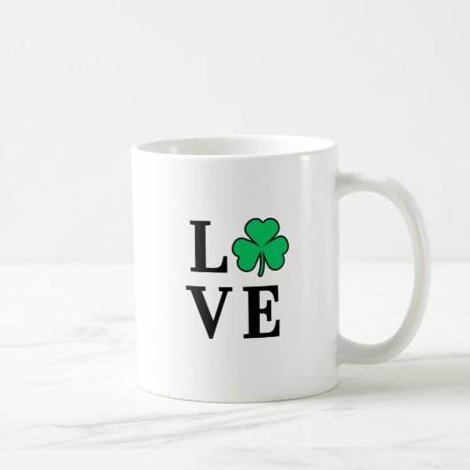 LIEBE Clover Kleeblatt Ireland St Patrick Textbasi Kaffeetasse (Rechts)