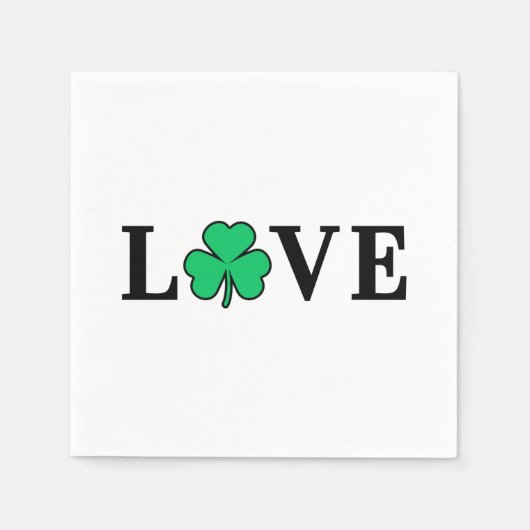 LIEBE Clover Kleeblatt Ireland St Patrick Textbasi Serviette (Vorderseite)