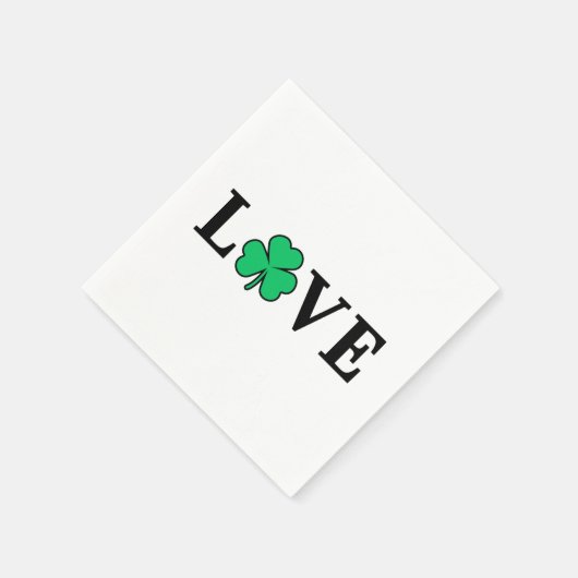 LIEBE Clover Kleeblatt Ireland St Patrick Textbasi Serviette (Ecke)