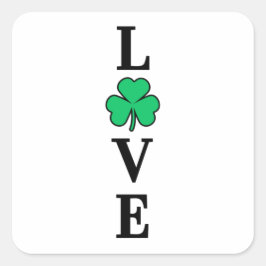 LIEBE Clover Kleeblatt Ireland St Patrick's Party Quadratischer Aufkleber