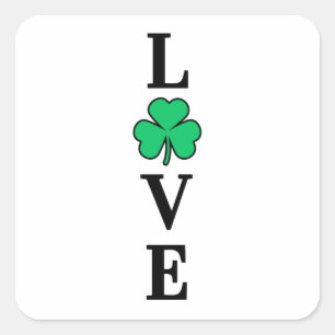 LIEBE Clover Kleeblatt Ireland St Patrick's Party Quadratischer Aufkleber