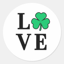 LIEBE Clover Kleeblatt Ireland St Patrick's Party Runder Aufkleber
