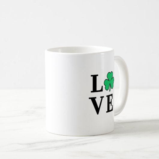 LIEBE Clover Kleeblatt Irland Irish Elegant Minima Kaffeetasse (VorderseiteRechts)