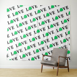 LIEBE Clover Kleeblatt Irland Irish Elegant Wandteppich