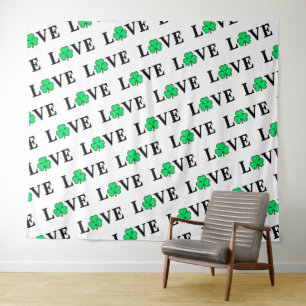LIEBE Clover Kleeblatt Irland Irish Elegant Wandteppich