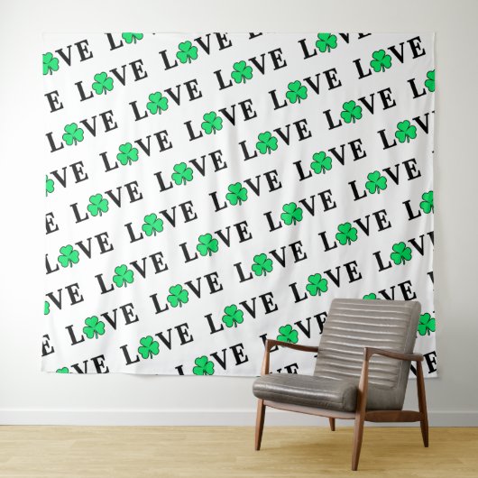 LIEBE Clover Kleeblatt Irland Irish Elegant Wandteppich (Beispiel (Horizontal))