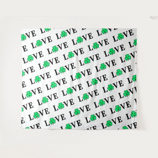 LIEBE Clover Kleeblatt Irland Irish Elegant Wandteppich (Vorderseite (Horizontal))