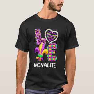 Liebe Cna Leben Mardi Gras Krankenschwester Famil T-Shirt