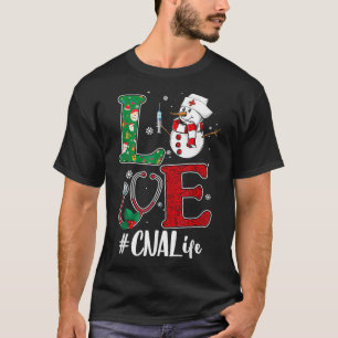 Liebe CNA Life Stethoscope Snowman Weihnachtsvacci T-Shirt