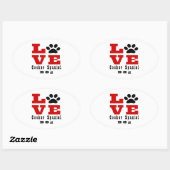 Liebe Cocker Spaniel Dog Designs Ovaler Aufkleber (Blatt)