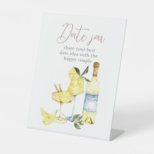 Liebe Cocktail Brautparty Limoncello Datum jar Sockelschild (Vorderseite)