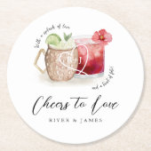Liebe Cocktail Drinks Hochzeiten Runder Pappuntersetzer (Vorderseite)