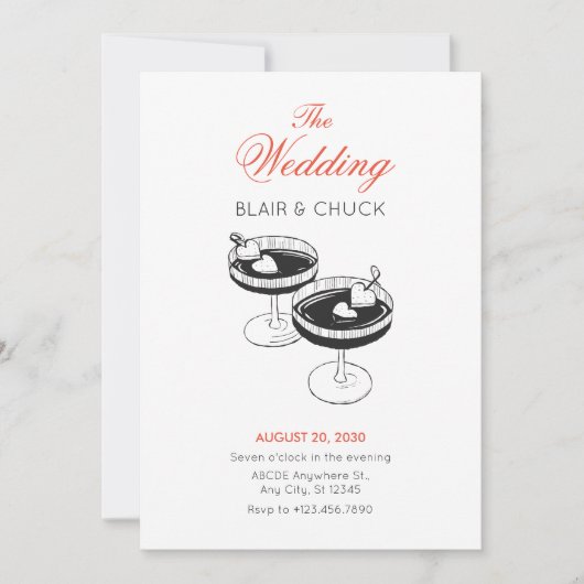 Liebe-Cocktail mit Herz-Brille Hochzeit Einladung (Vorderseite)