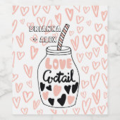 Liebe Cocktail Monogramm Valentine Weinflaschenlab Weinetikett (Einzelnes Label)