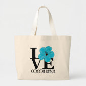 LIEBE Cocoa Beach Blue Hibiskus Jumbo Stoffbeutel (Vorne)